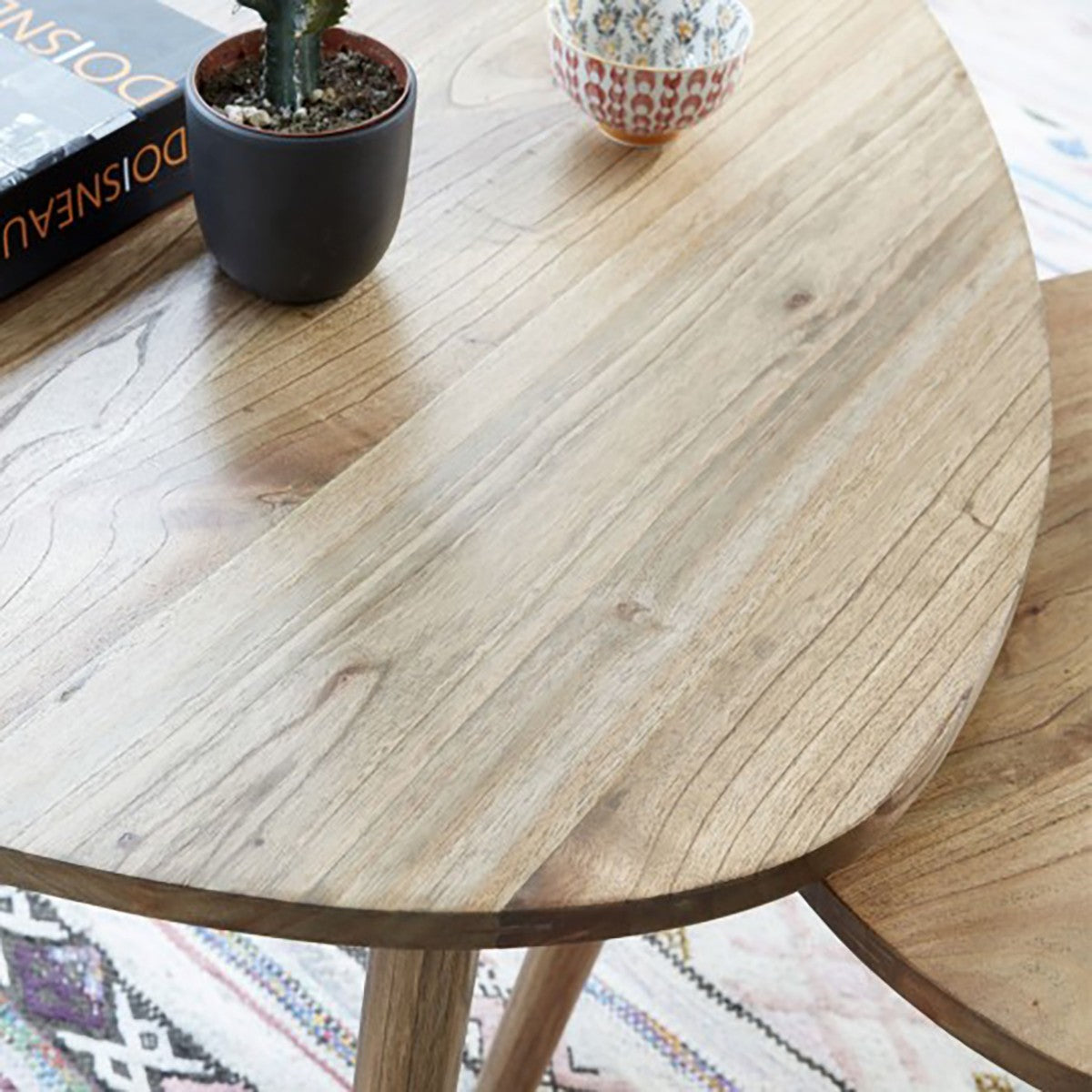 ODDA - Tavolino in mindi massello 100 cm