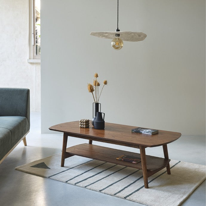 VINTAGE - Tavolino in mindi massello con finitura in noce 130 cm