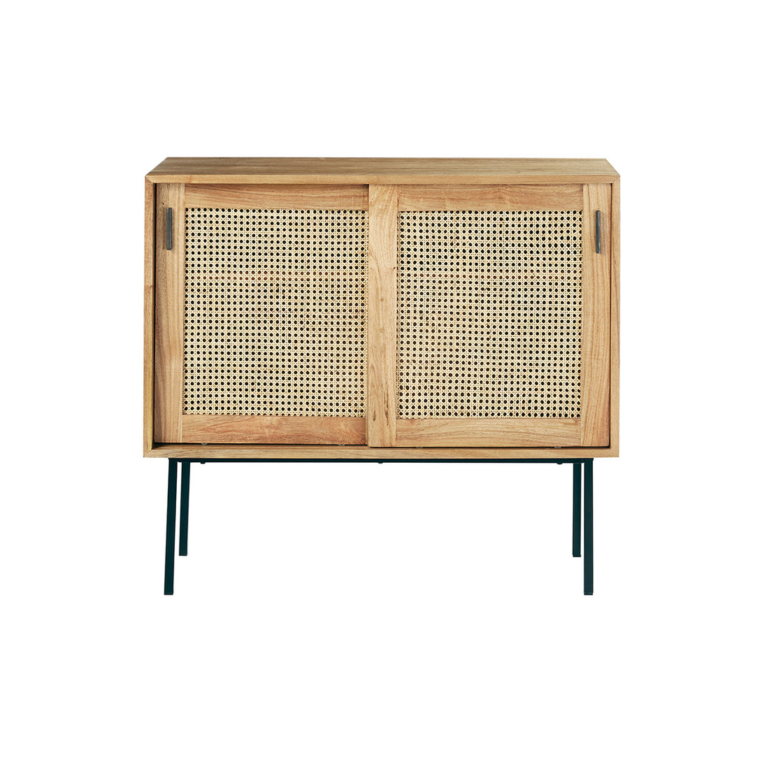 AUBIN - Cassettiera in mindi massello e cannage, 100 cm
