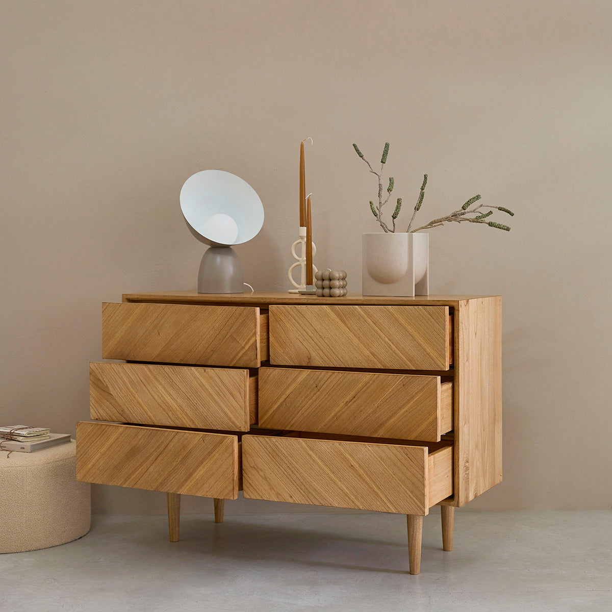 PACÔME - Cassettiera in mindi massello 120 cm