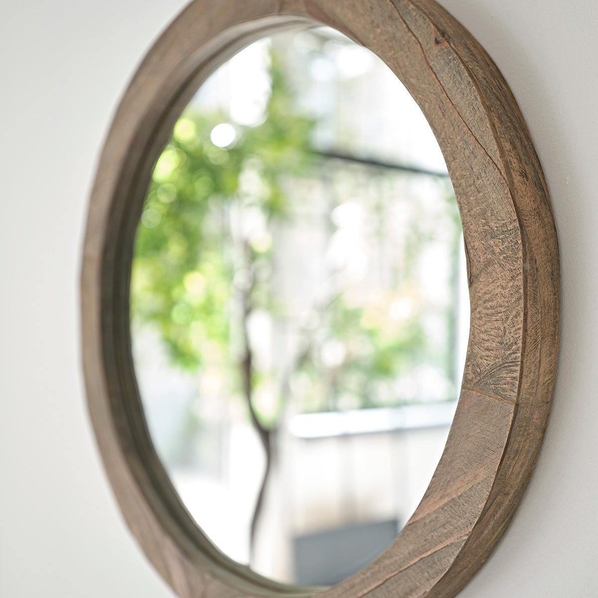 SEZANNE - Specchio rotondo in legno massello riciclato Ø 50 cm