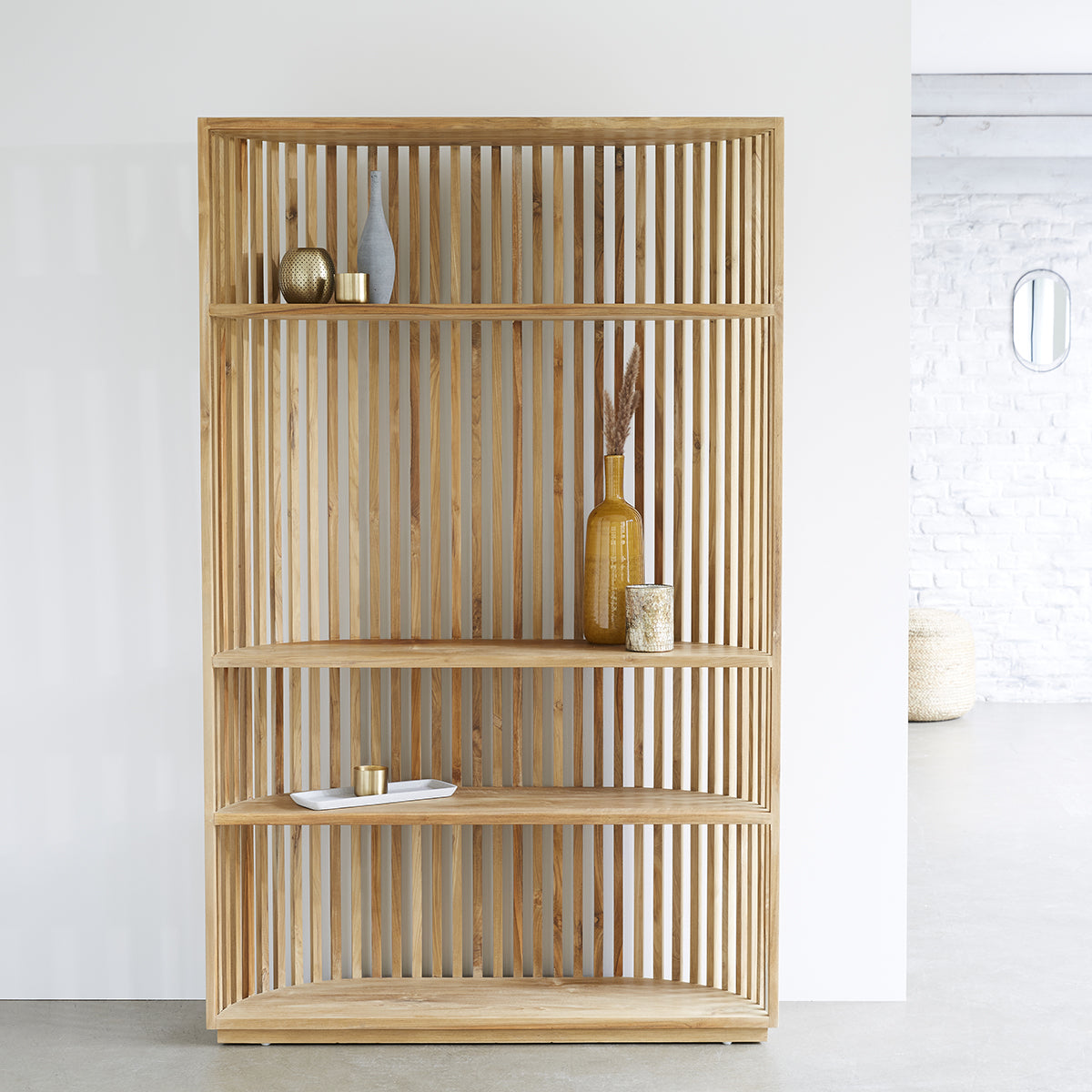 VICTORIA - Libreria alta in teak massello, H 195 cm