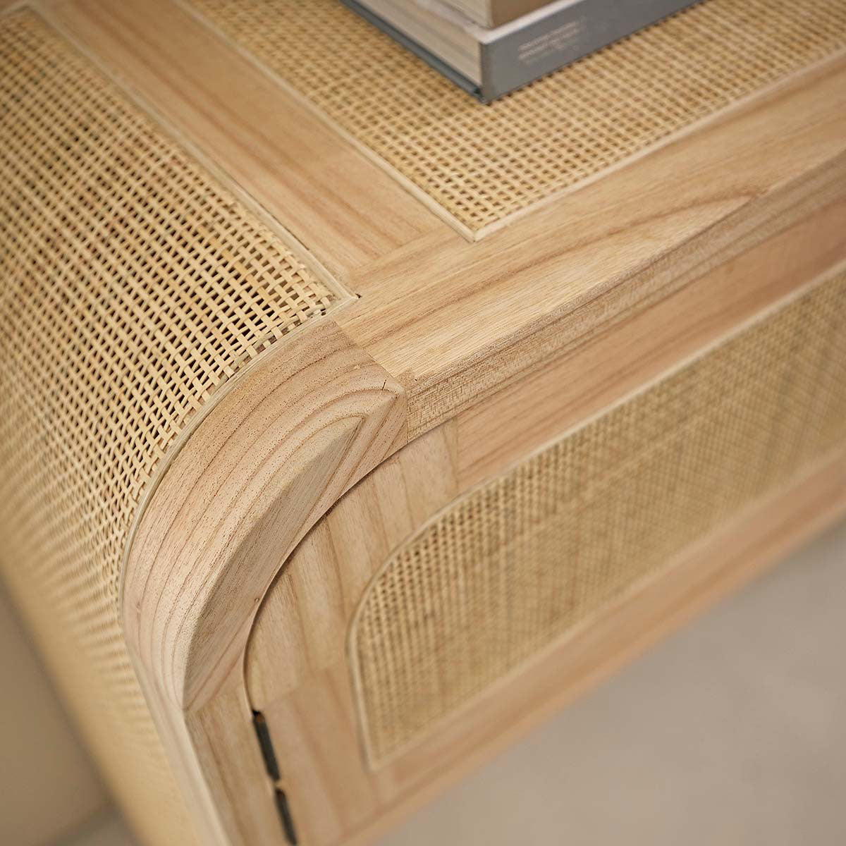 MAËL - Console in mindi massello e cannage 140 cm