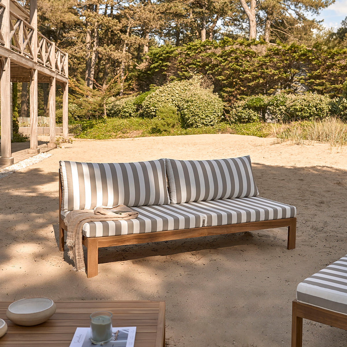 PALMA - Set di mobili da giardino in teak massello a righe