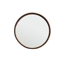 Specchio rotondo in mindi massello con finitura in noce Ø50 cm
