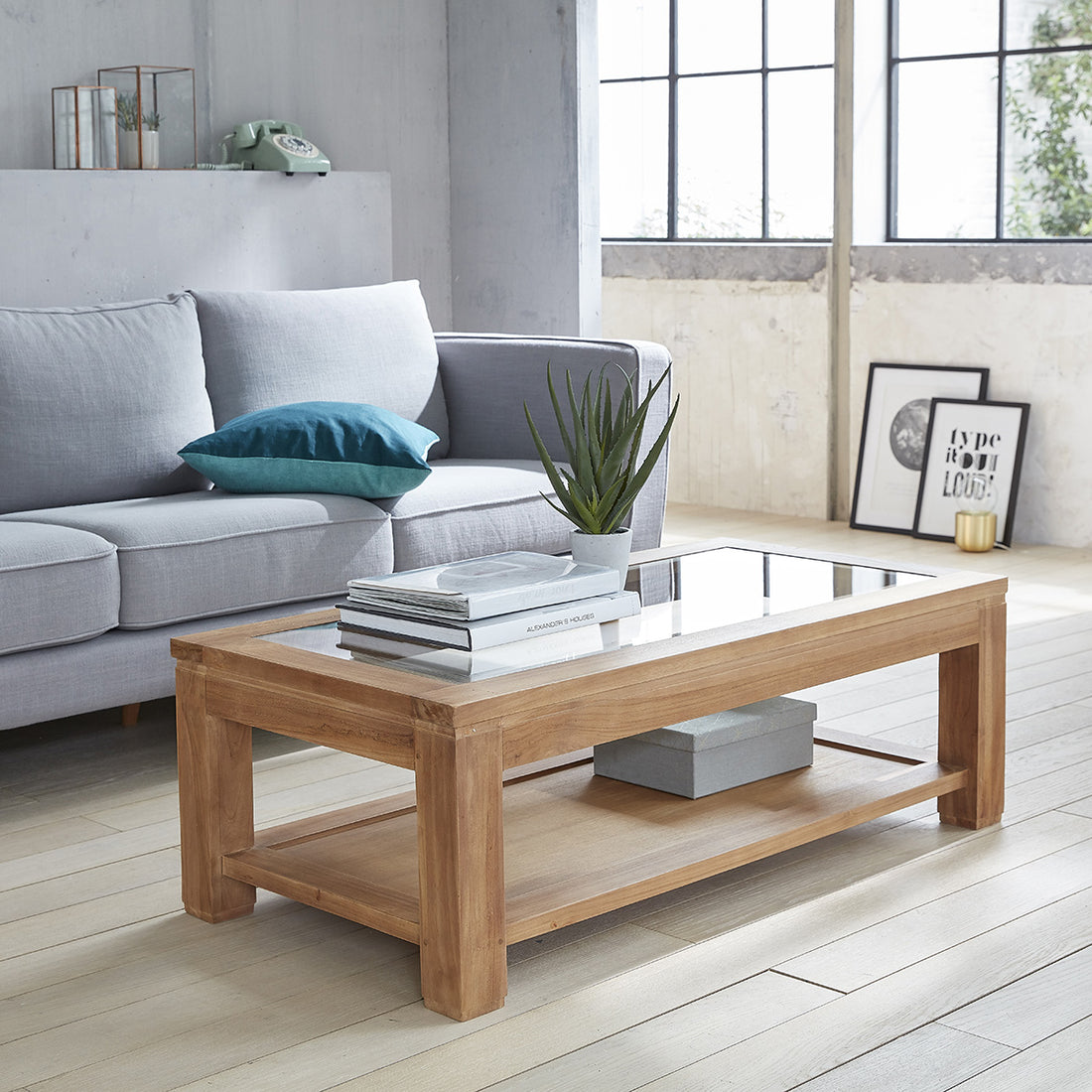 BOSTON - Tavolino in teak massello da 120 cm