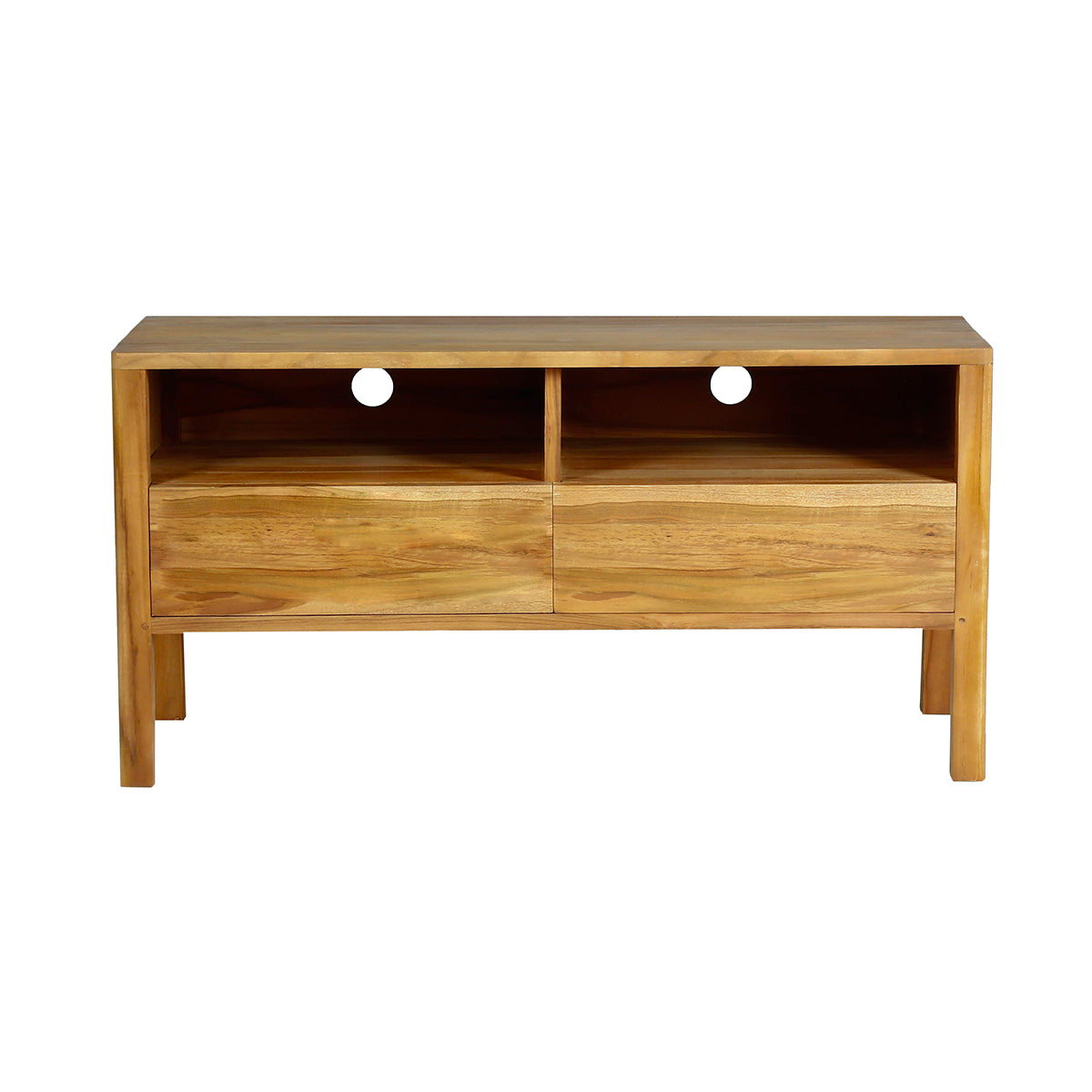 NIDO - Mobile porta TV a 2 cassetti in teak massello 100 cm