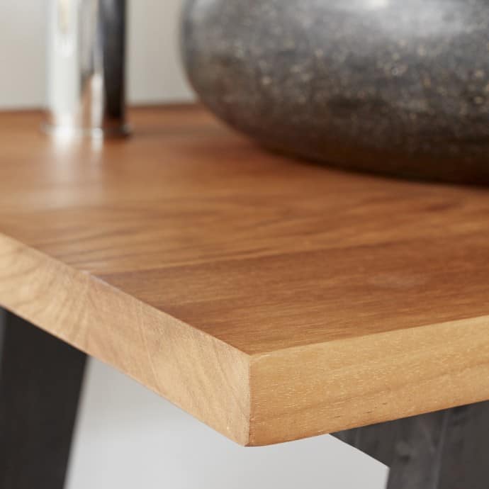 SARA - Mobile da bagno in teak massello con gambe nere 150 cm