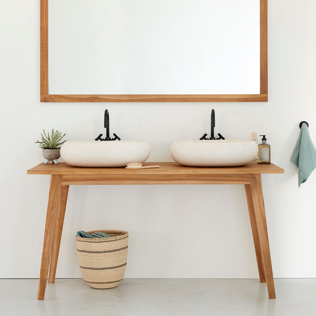 SARA - Mobile da bagno in teak massello 150 cm