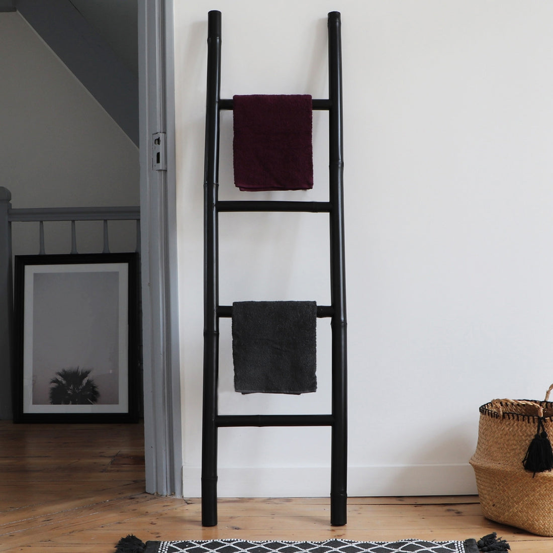 Scala portasalviette bambù nero