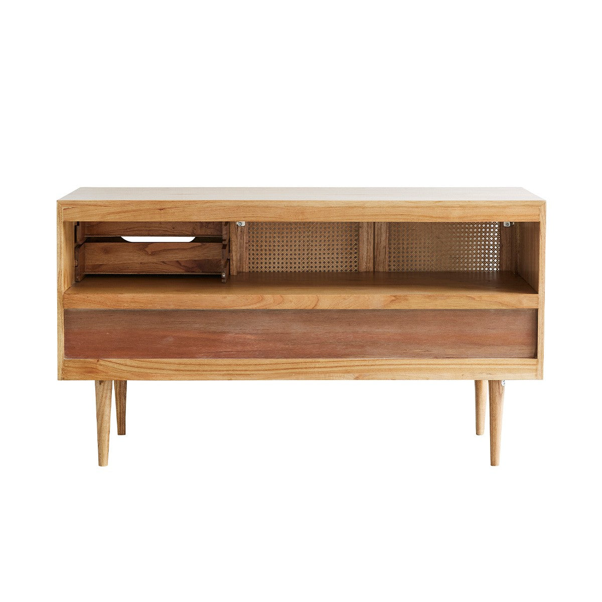 HANA - Mobile per lavabo in mindi massello e cannage 135 cm