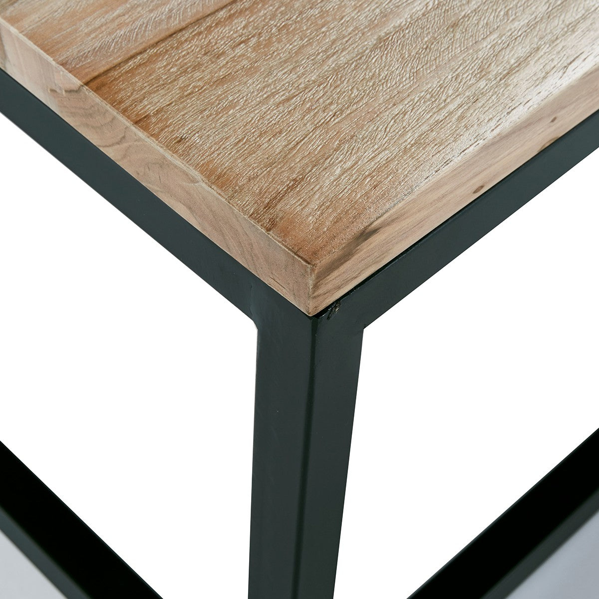 HUGO - Tavolino in teak massello e metallo 140 cm