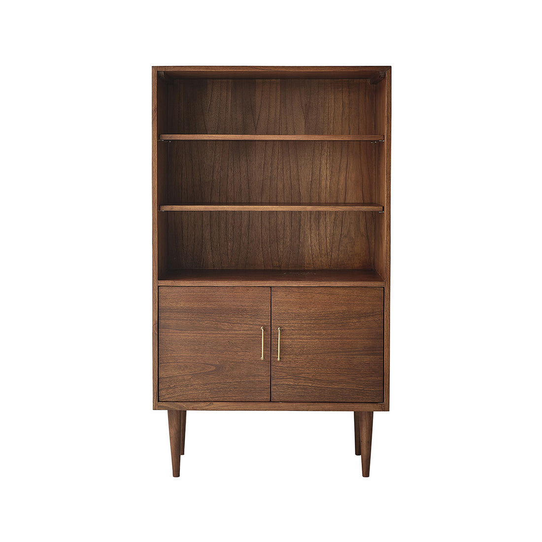 VINTAGE - Libreria alta in mindi massello con finitura in noce, H 147 cm
