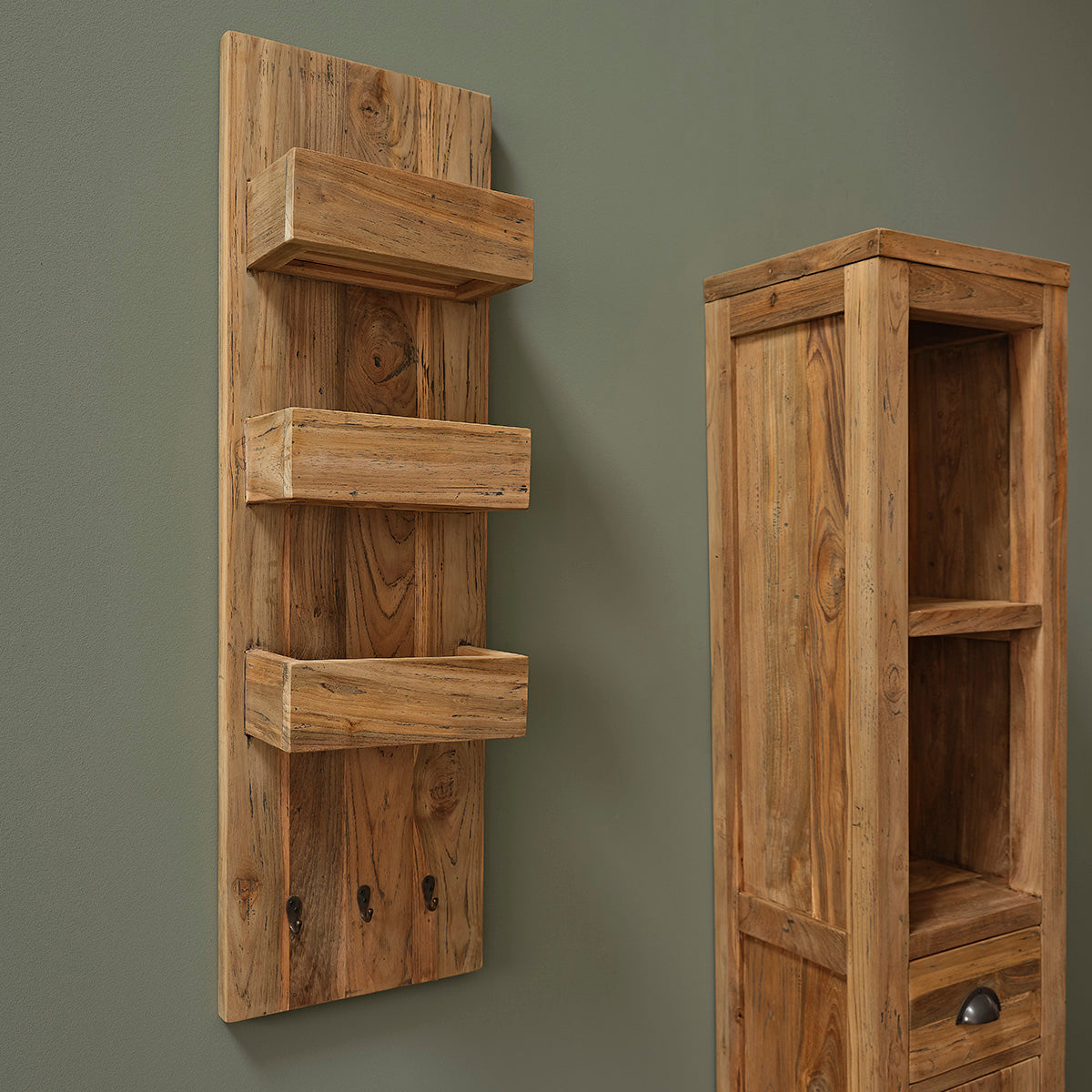 AUSTIN - Mensola a muro in teak massello riciclato 100 cm