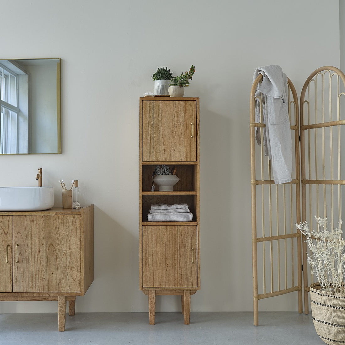 FIFTIES - Colonna da bagno in mindi massello 150 cm
