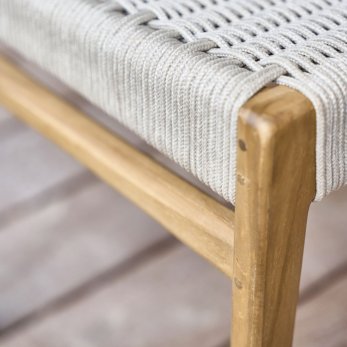 LIVIE - Sedia da giardino in teak massello e corda beige (set di 2)