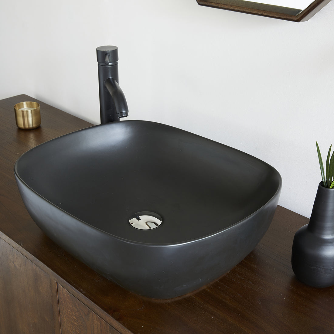 IRIS - Lavabo ovale in ceramica nera 49,5