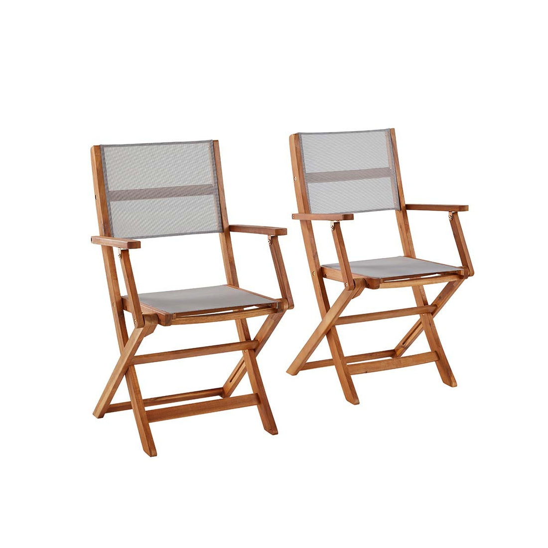 HANOÏ - Poltrona da giardino in acacia massello e textilene grigio (set di 2)