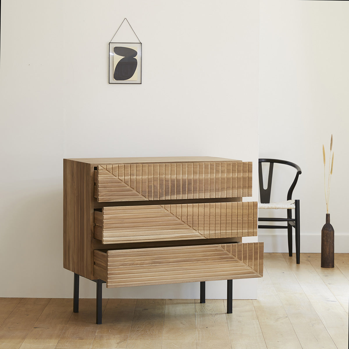 PORTLAND - Cassettiera in teak massello 95 cm