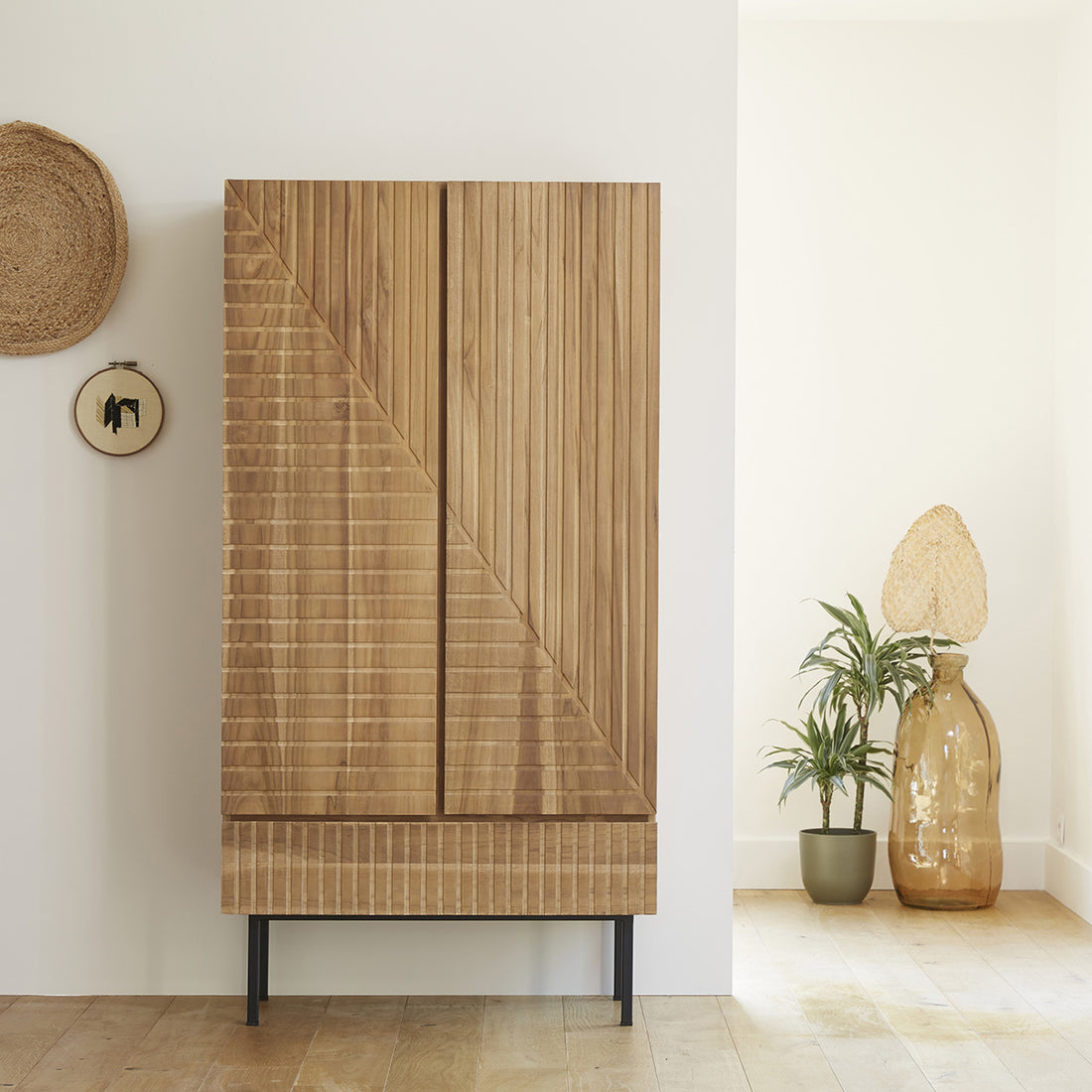 PORTLAND - Armadio in teak massello 95 cm