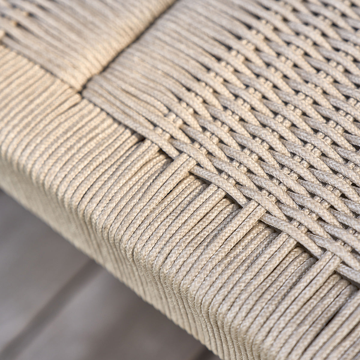 LIVIE - Panca da giardino in teak massello e corda beige