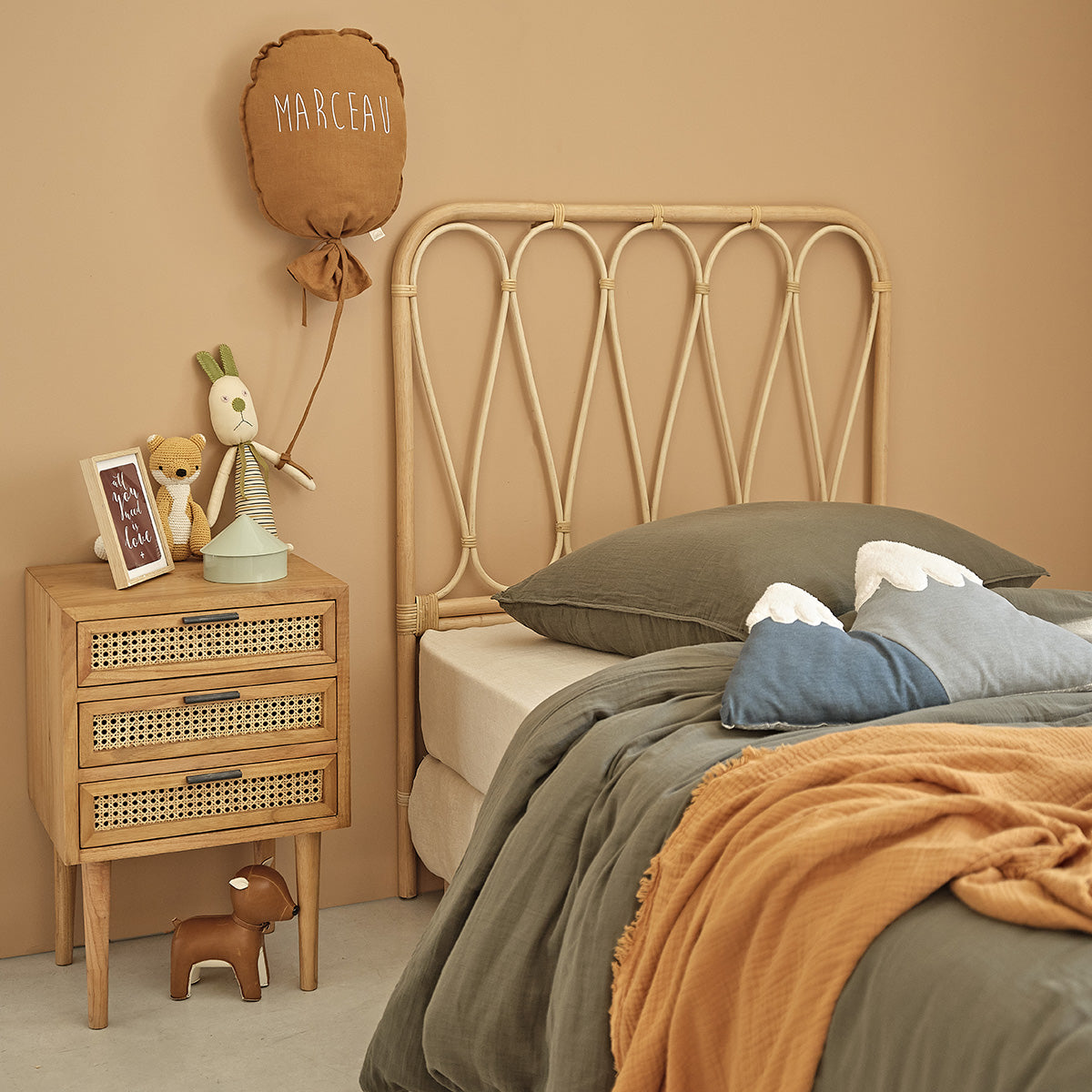 BOHO - Testiera per bambini in rattan 90 cm