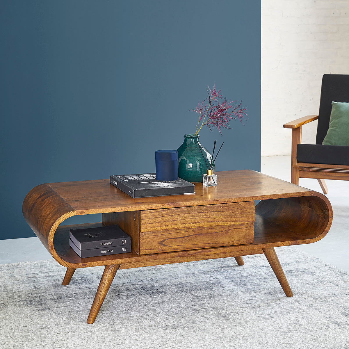 APOLLINE - Tavolino in mindi massello da 120 cm