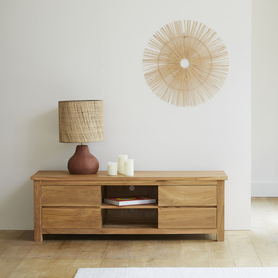 BOSTON - Mobile TV in teak massello 150 cm