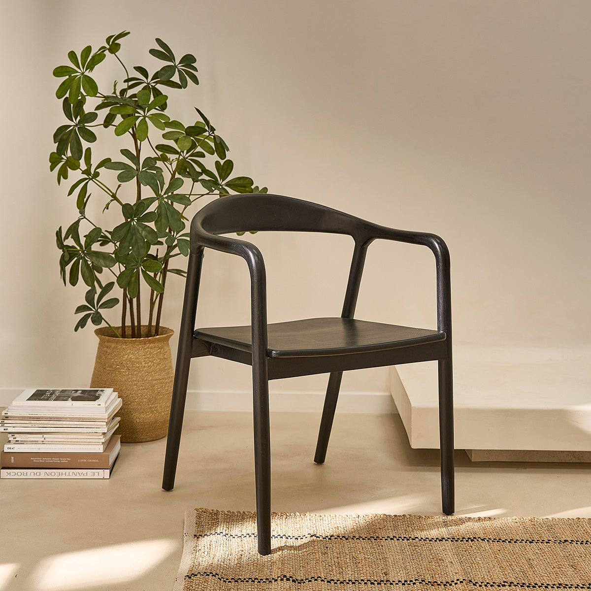 AMBRE - Sedia in teak massello nero
