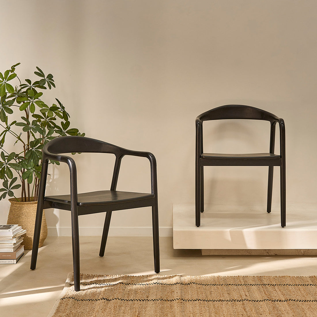 AMBRE - Set di 2 sedie in teak massello nero
