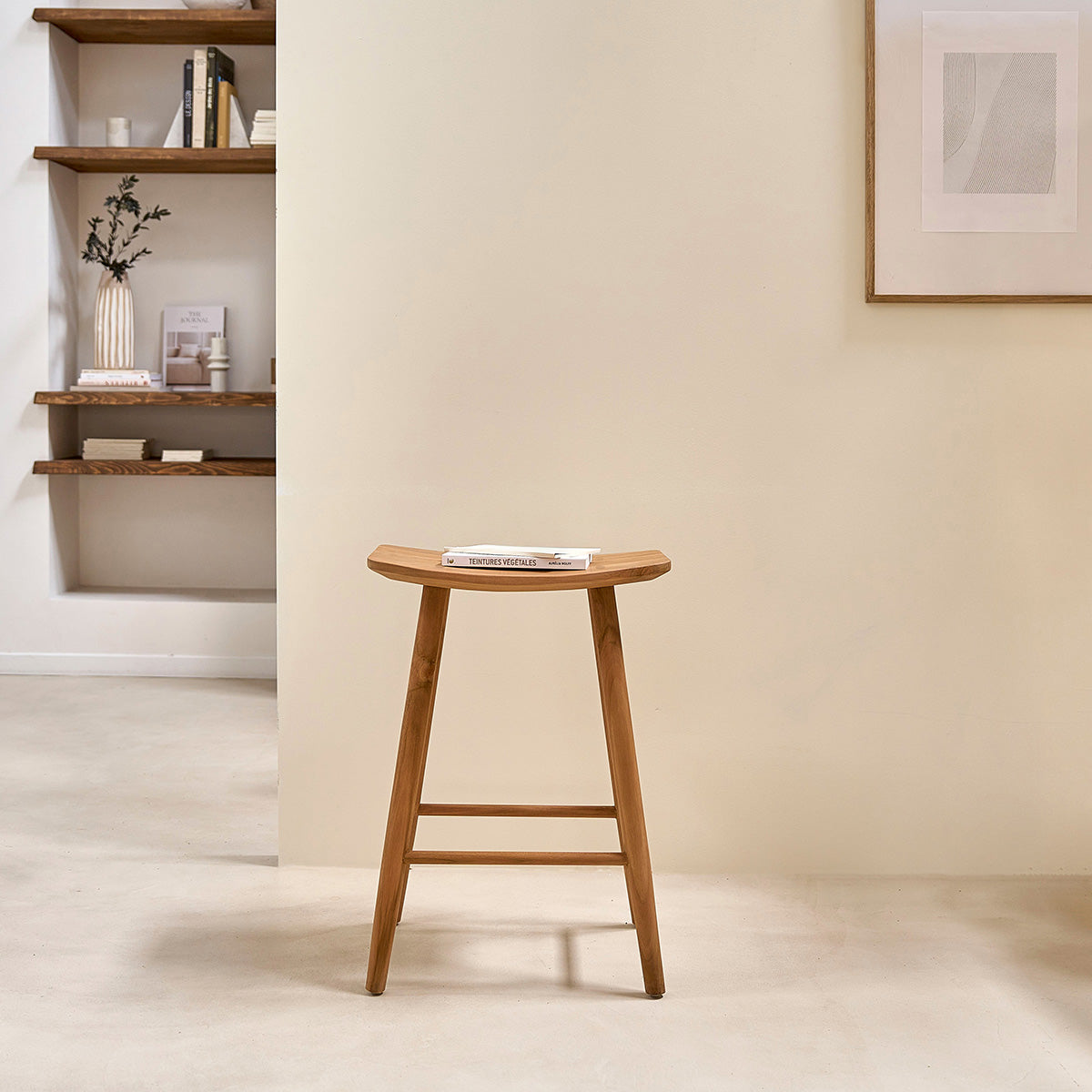 AMBRE - Sgabello da bar in teak massello 65 cm