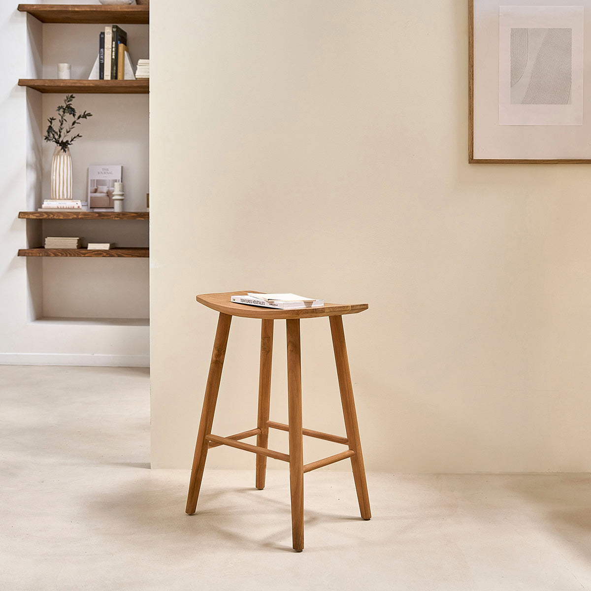 AMBRE - Sgabello da bar in teak massello 65 cm