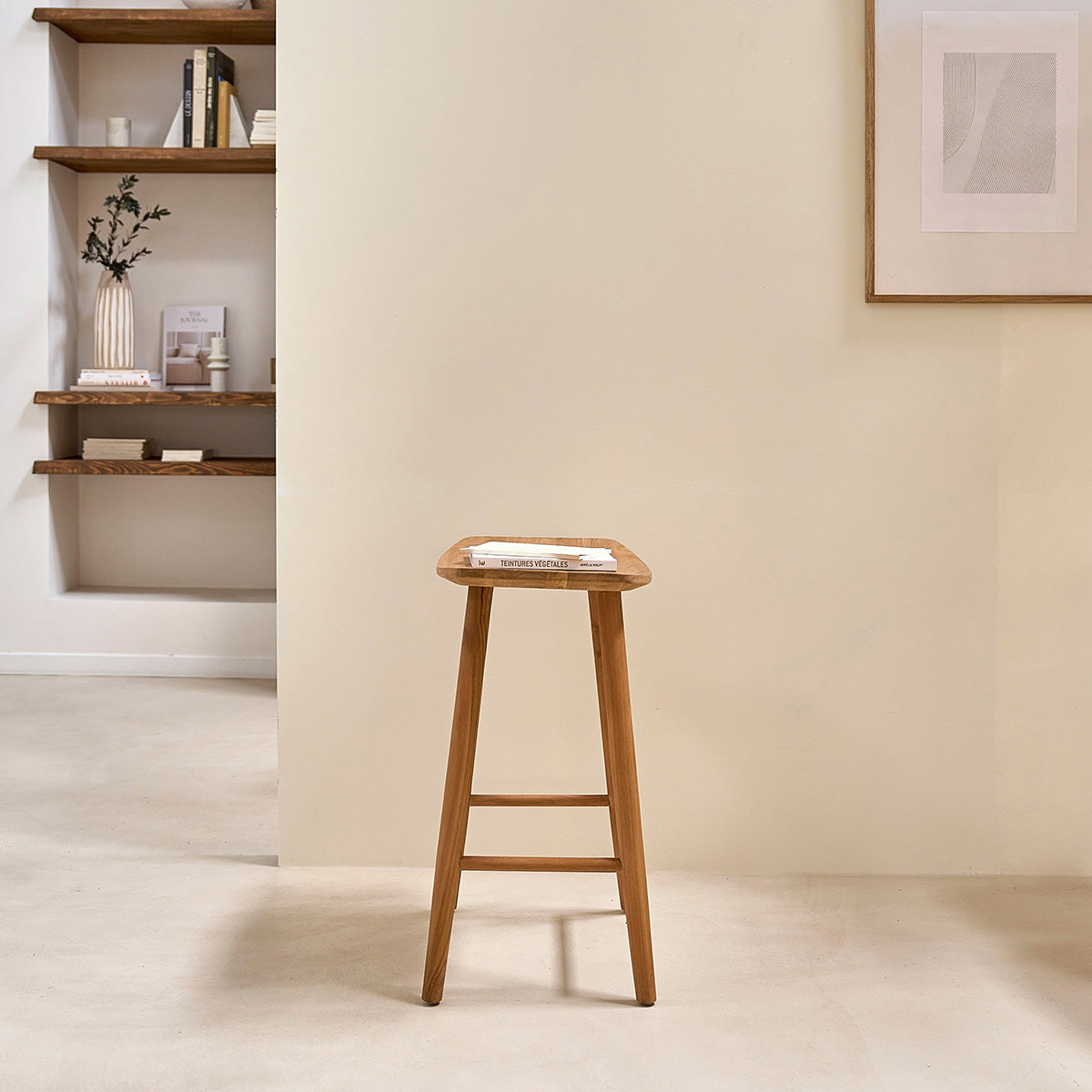 AMBRE - Sgabello da bar in teak massello 65 cm