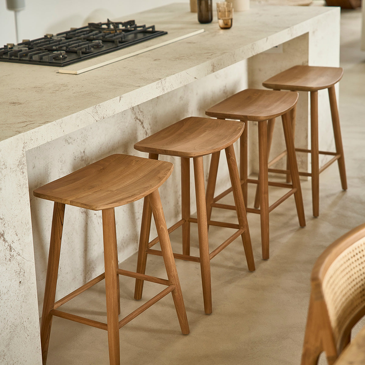 AMBRE - Sgabello in teak massello 65 cm