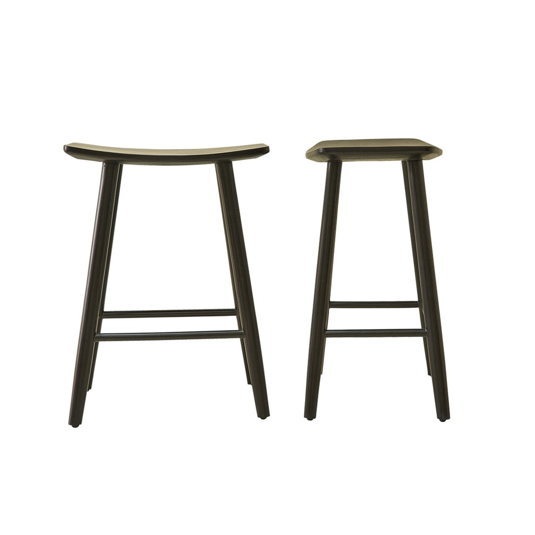 AMBRE - Set di 2 sgabelli in teak massello nero 65 cm