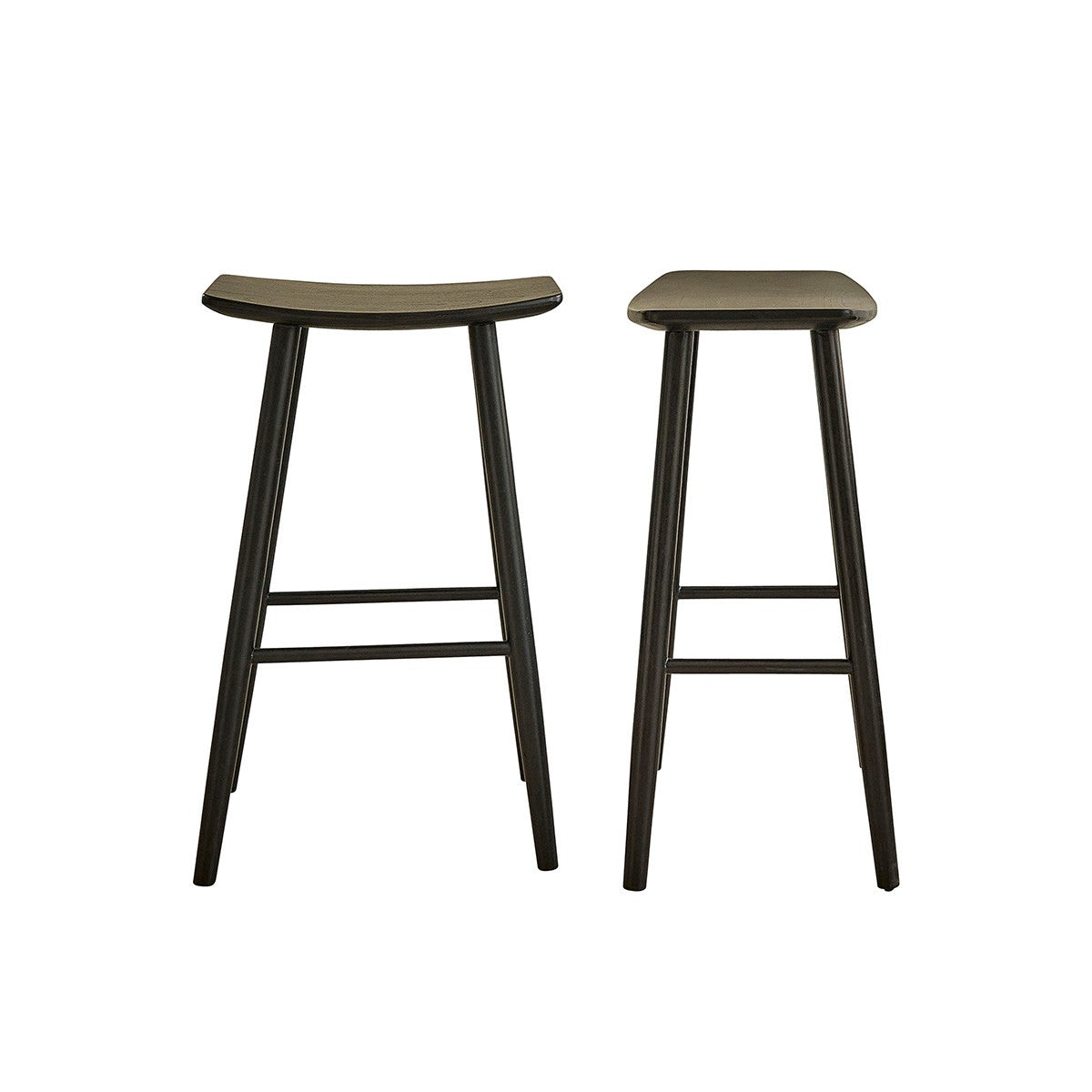 AMBRE - Set di 2 sgabelli da bar in teak massello nero 75 cm
