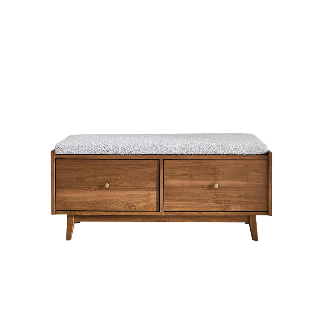 SERENE - Panchina in teak massello e tessuto bouclé 120 cm