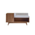Panchina in teak massello e tessuto bouclé 120 cm