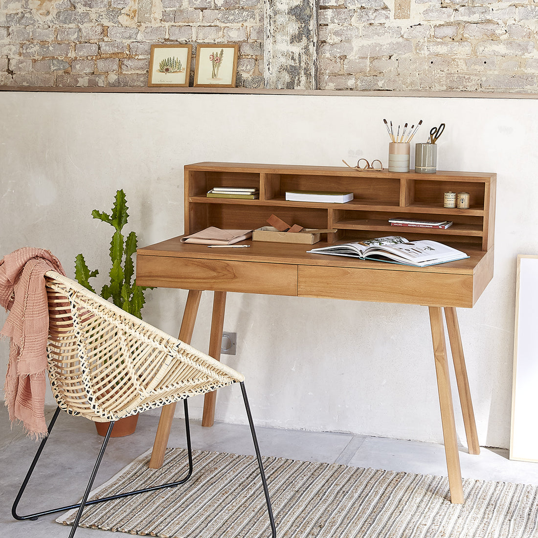 ISAURE - Scrivania in teak massello 110 cm
