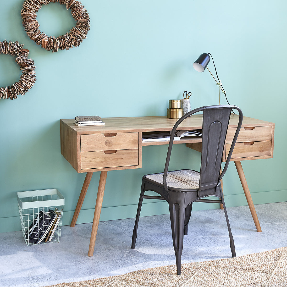 ISAURE - Scrivania in teak massello 130 cm