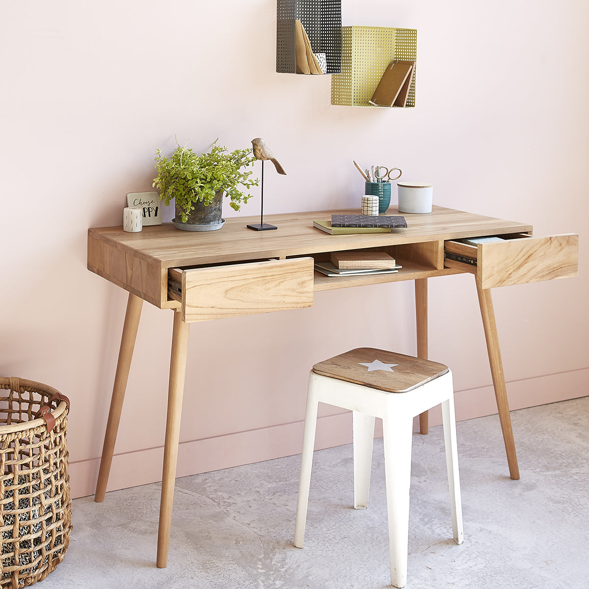 ISAURE - Scrivania in teak massello 120 cm