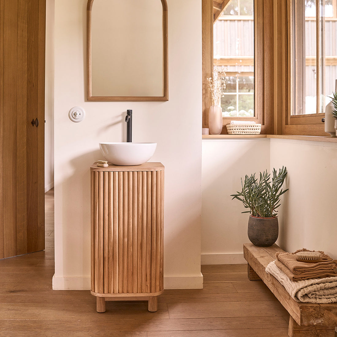 COLINE - Lavabo in teak massello 40 cm