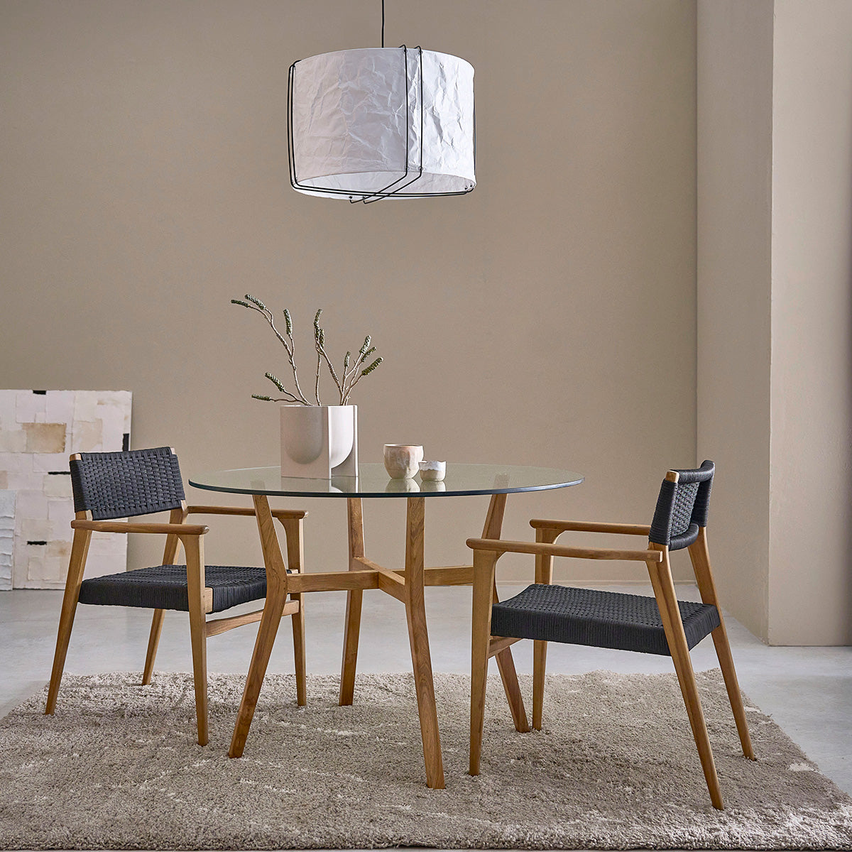 Poltrona in teak massello e corda nera