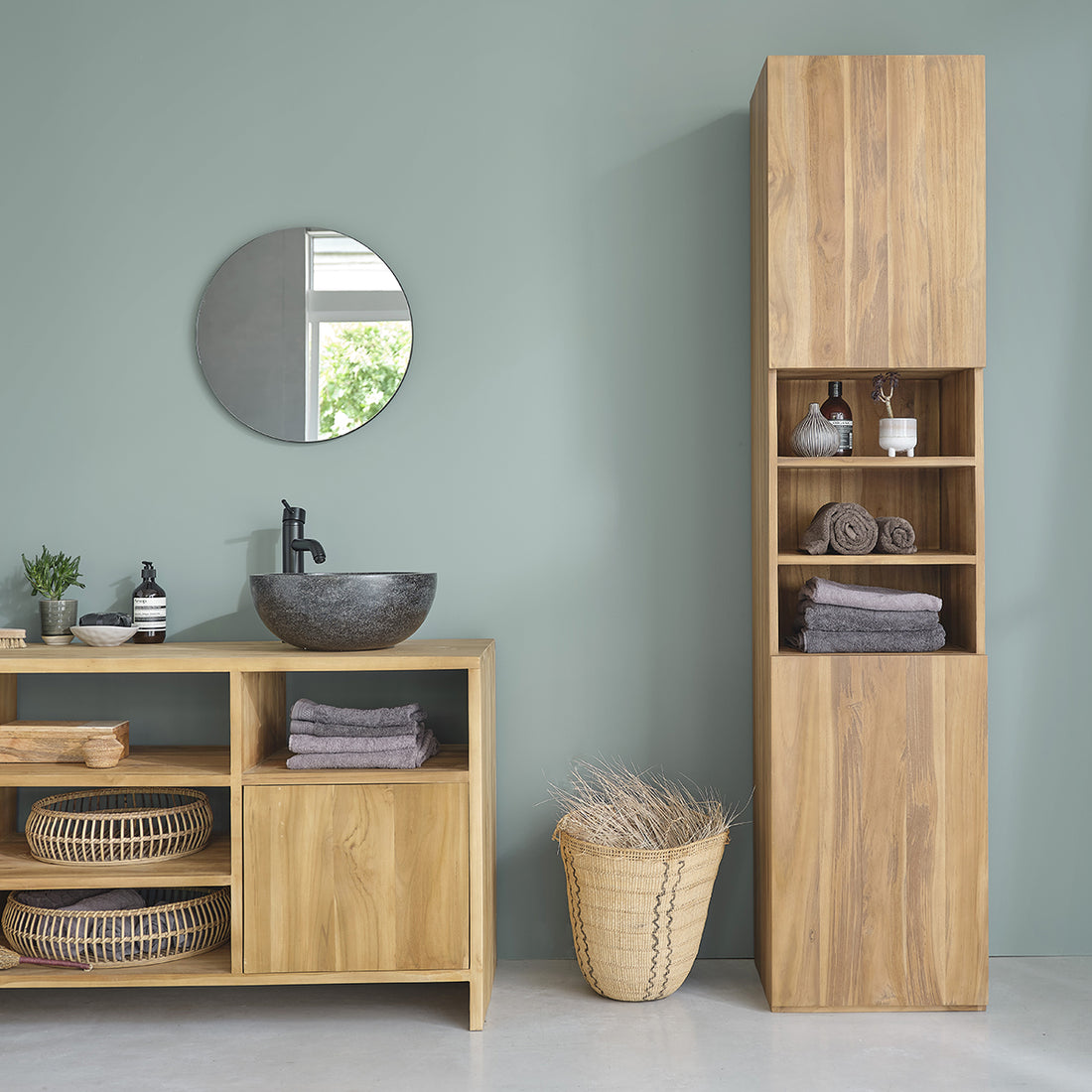 Colonna da bagno in teak massello 200 cm