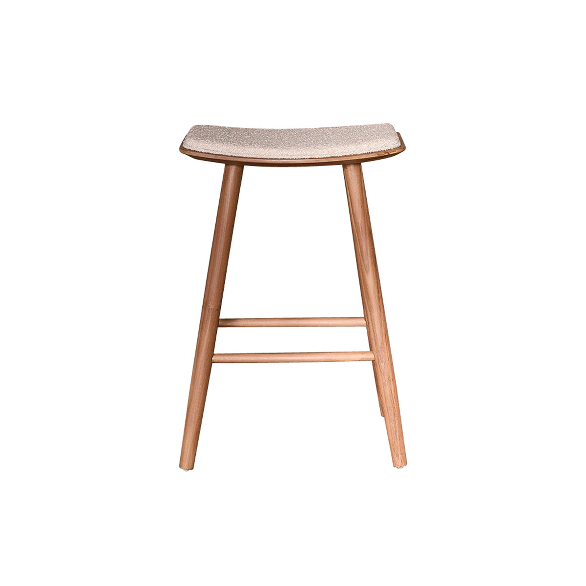 AMBRE - Sgabello da bar in teak massello con seduta bouclé 65 cm