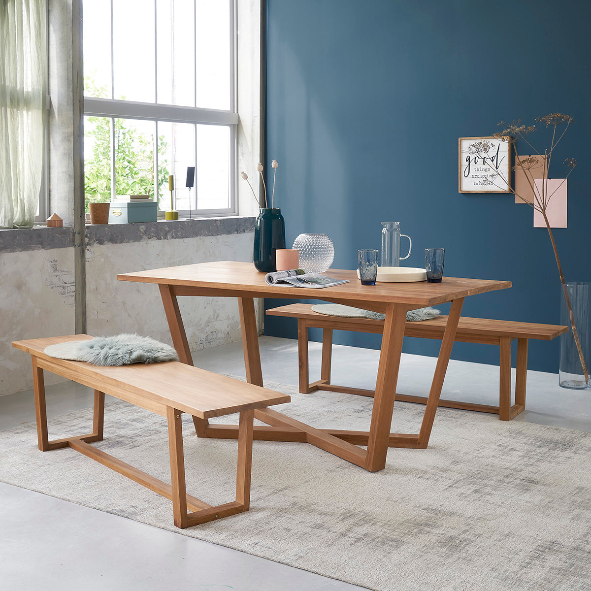 TRISTAN - Panca in teak massello 160 cm