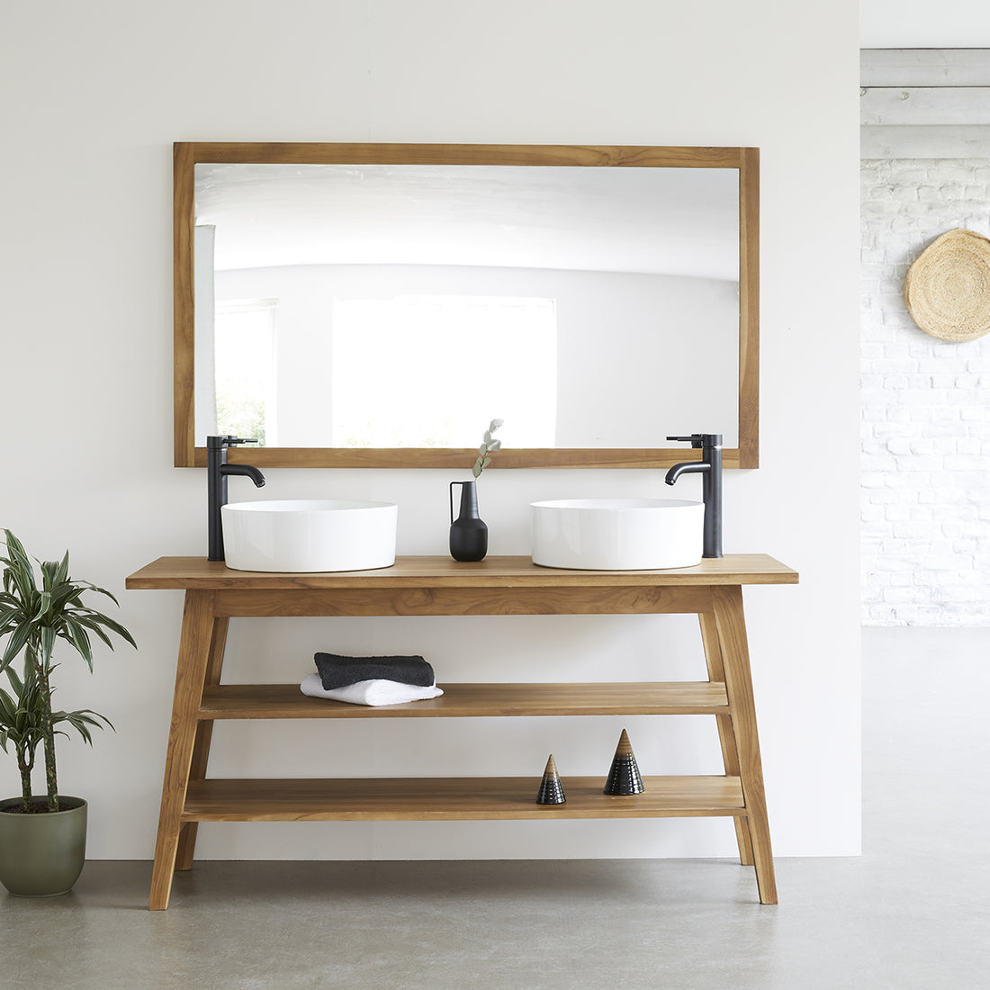 Specchio rettangolare in teak massello 145x80 cm