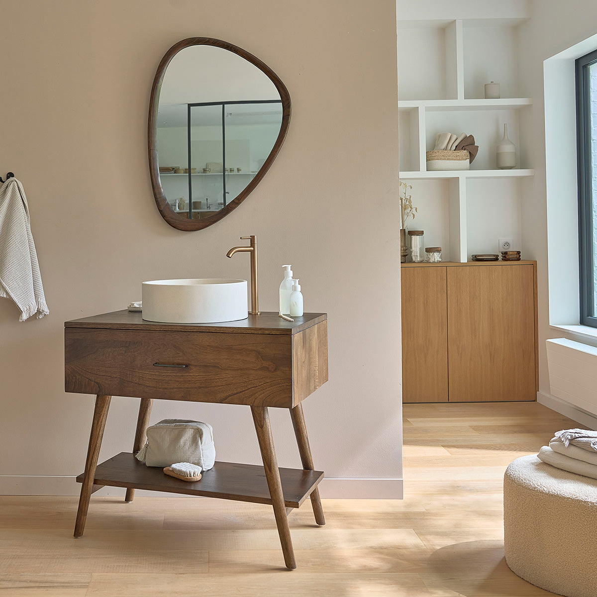 CALIXTE - Mobile da bagno in mindi massello 80 cm