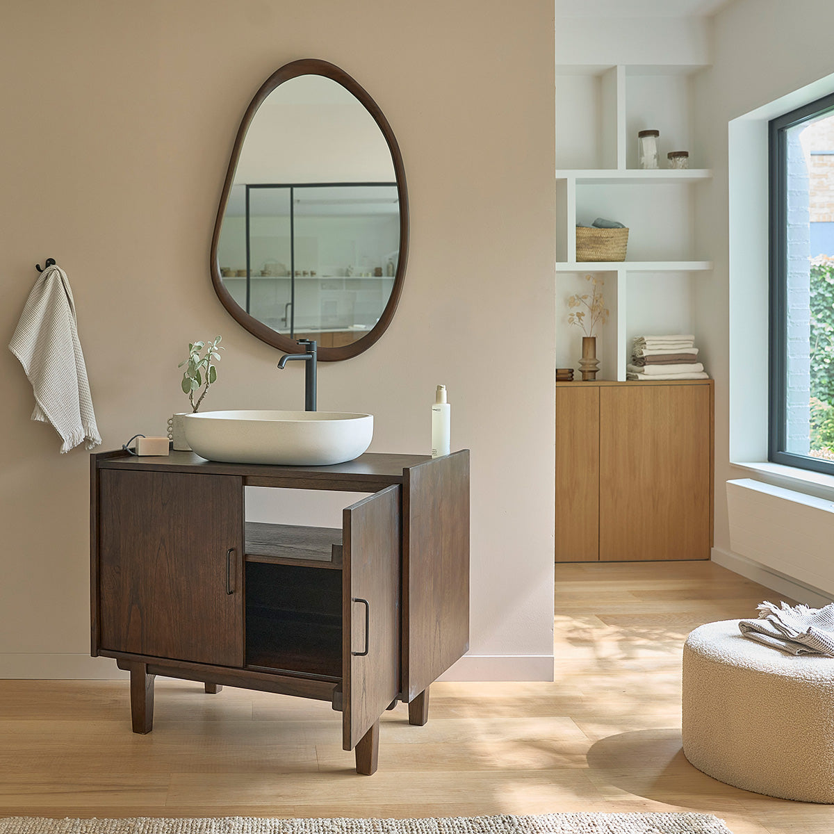 VINTAGE - Mobile da bagno in mindi massello 90 cm