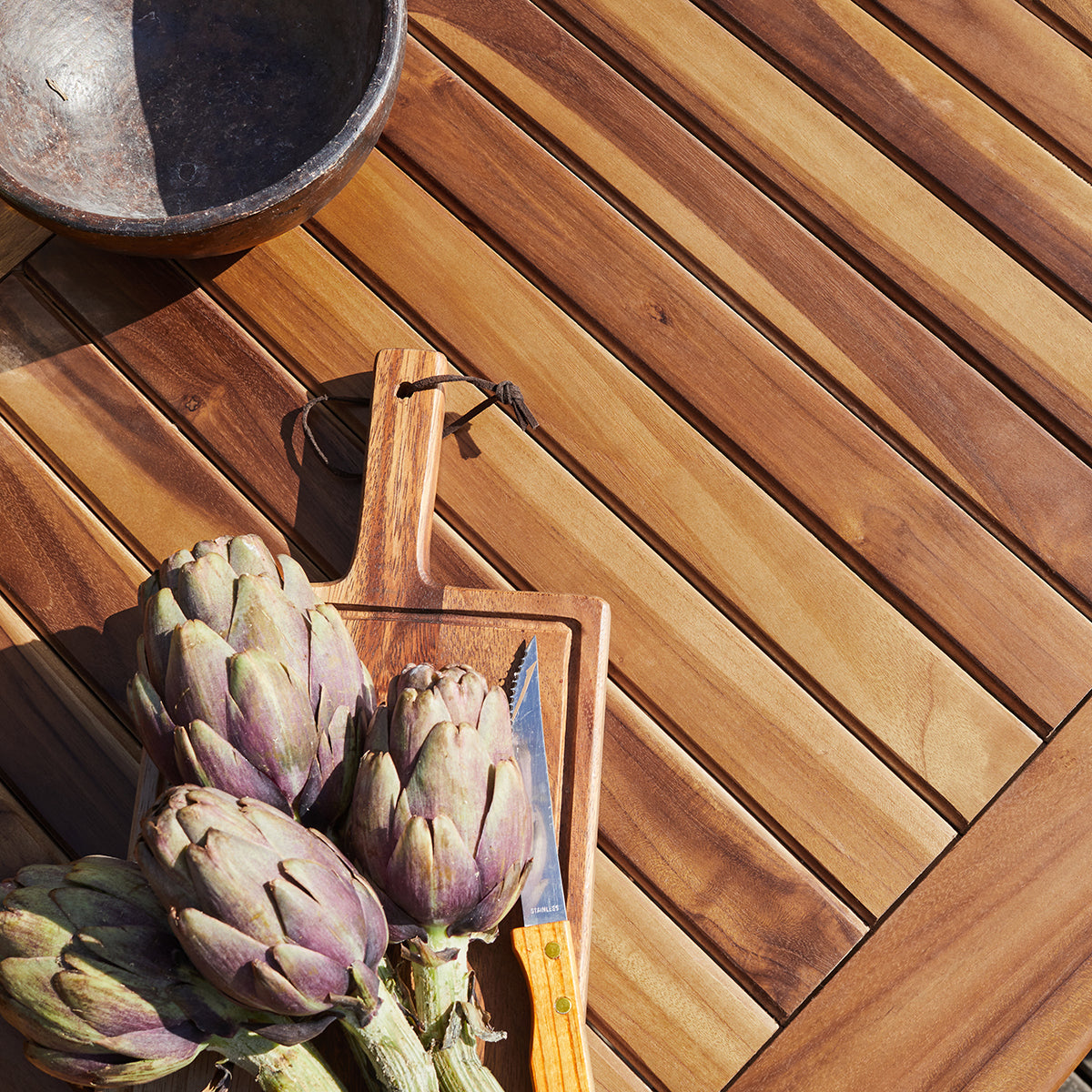 BALI - Set di mobili da giardino con tavolo allungabile in teak massello oliato 6/8 pers.